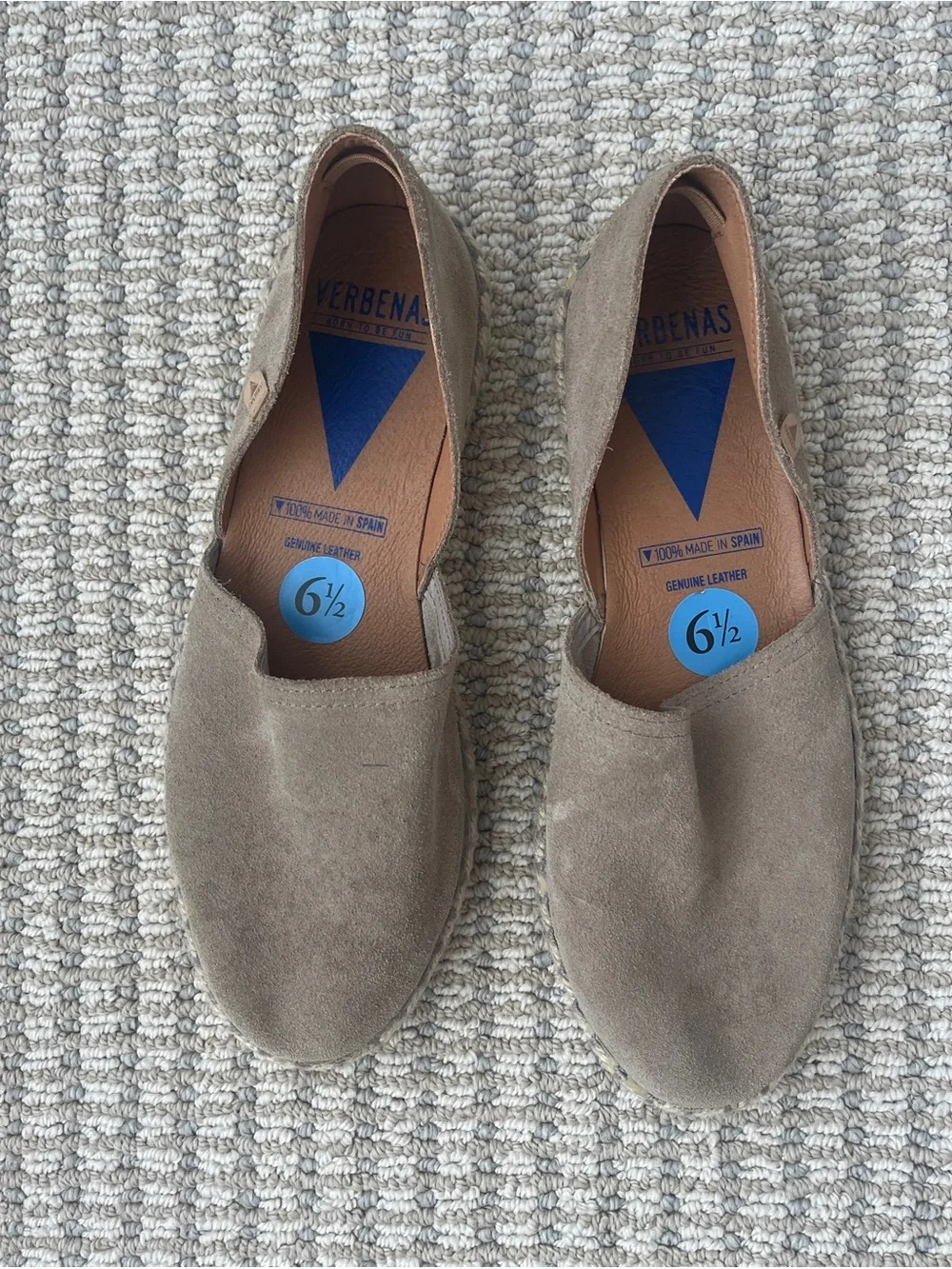 Verbenas Carmen Tan Suede Espadrille Flats Size 38